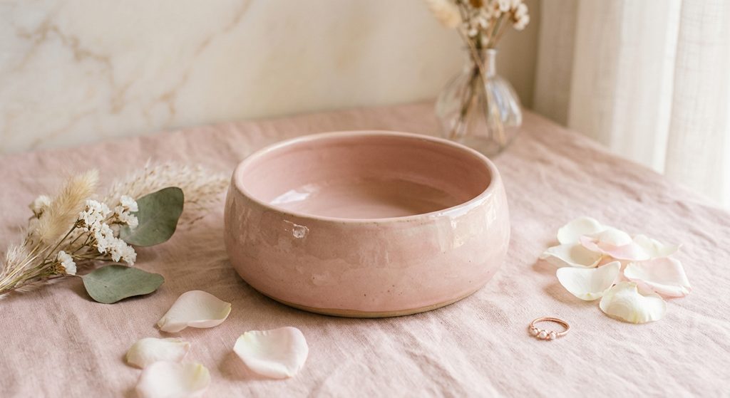 Blush Ceramic Dog Bowl