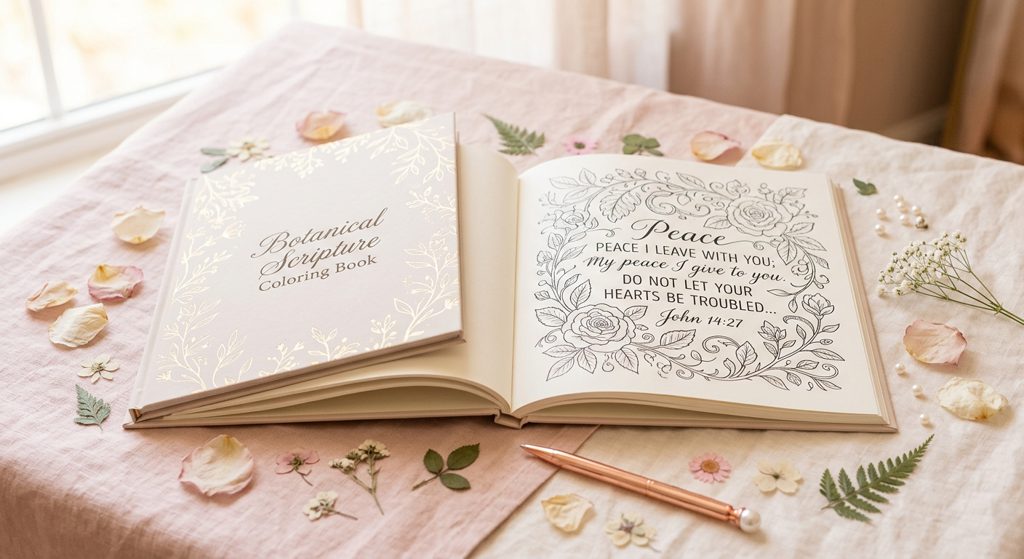 Botanical Scripture Coloring Book